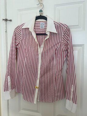 Brooks Brothers women's non-iron stretch striped dress shirt.